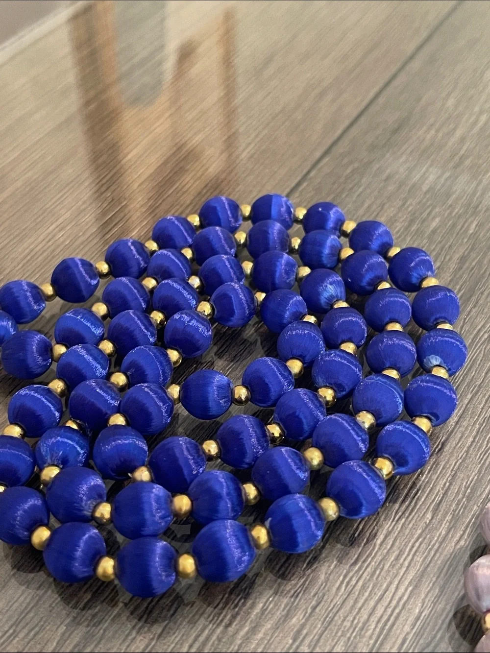 Vintage 3 Necklaces with Spun Silk Satin Beads Gold Tone Spacers 30 In. Approx